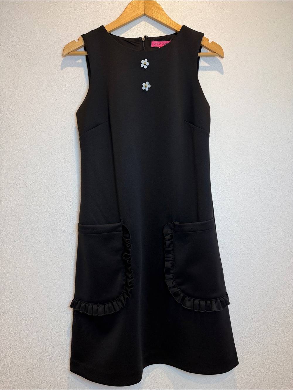 Betsey Johnson ' Black Sleeveless Dress with Pocket Ruffle Detail
